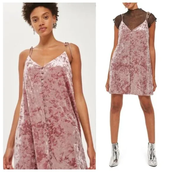 Women's Topshop Glitter Star Velvet Slipdress, Size 2 US (Fits Like 0) - Pink